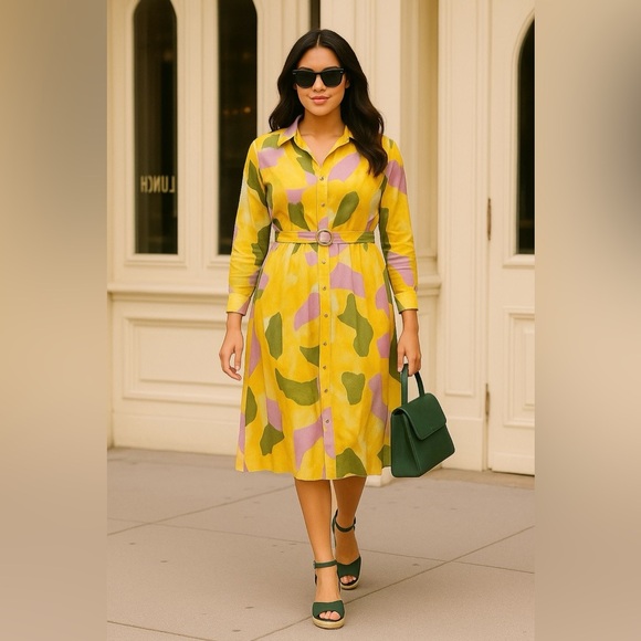 French Connection Long Shirt Dress Multicolor Abstract Print Size M NWT - Picture 1 of 9